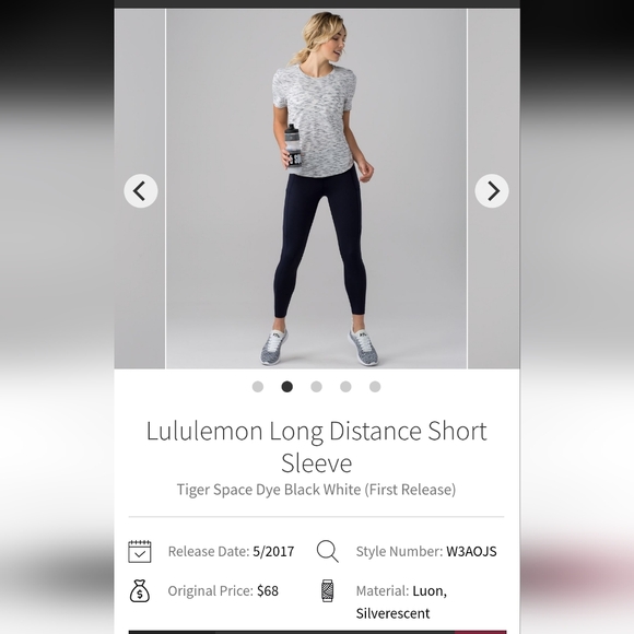 lululemon athletica Tops - Lululemon Long Distance Short Sleeve Sz 4 Space Dye Black White